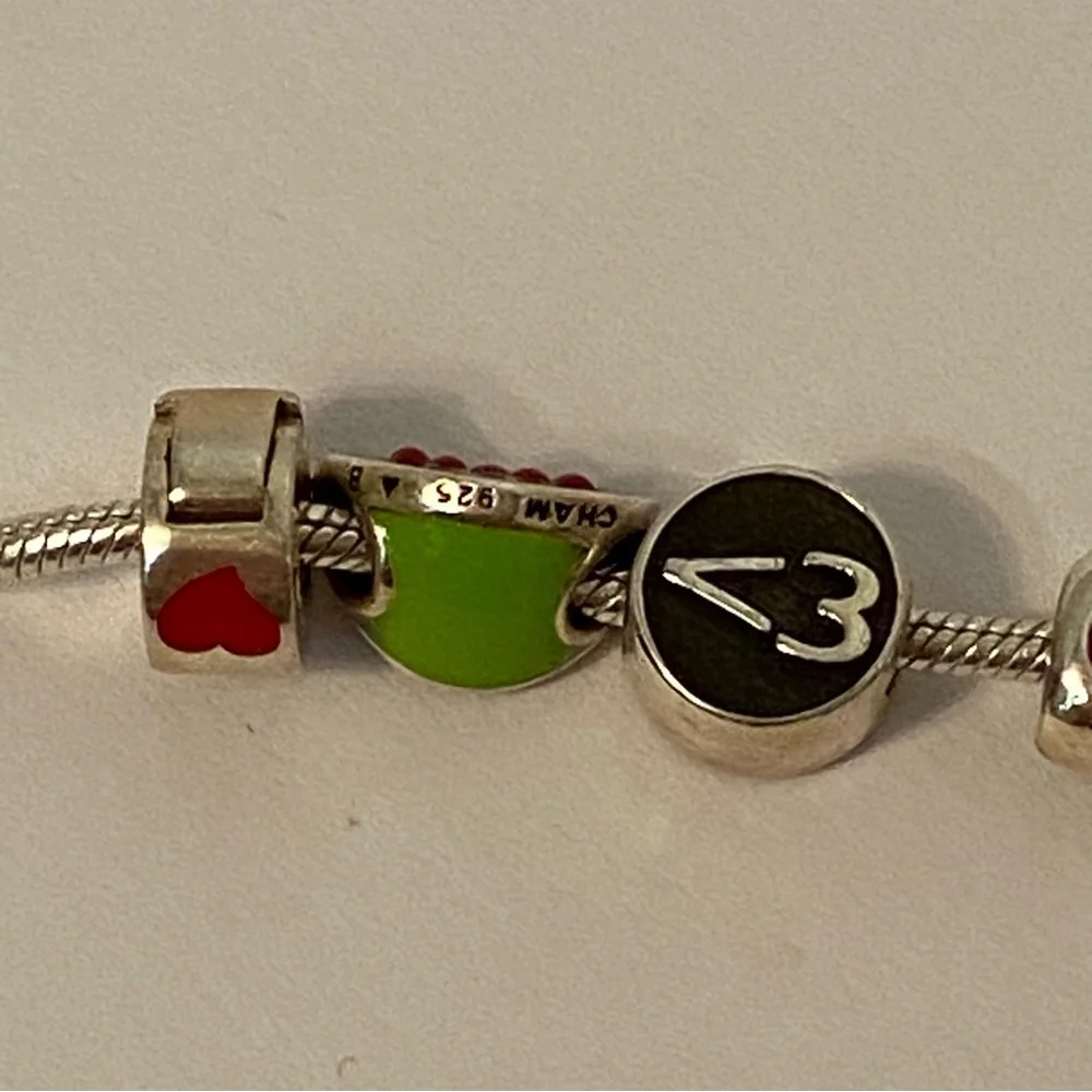 CHAMILIA BRACELET STERLING SILVER 925 CHILDS MINI CHARMS 6” SIGNED BEADS 20.7 g